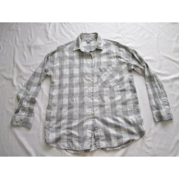 Women Old Navy Boyfriend Button Plaid 100% Cotton Long Sleeve Shirt Sz M (WB386) - Picture 8 of 10